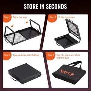 22.4 \ "Heavy Duty maglia in acciaio pieghevole griglia per falò portatile esterno attrezzature per la cottura del fuoco gambe che trasportano la borsa a fiamma aperta - Product Image 5