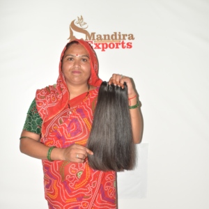 Extensiones de Cabello Remy Indio 100% Natural, Alineado con la Cutícula, Sin Procesar, Color Negro, Doble Trama, Liso, 100g - Product Image 5