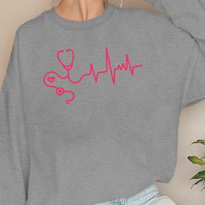 <b>stethoscope</b> with heartbeat waveform women's sweatshirts - Product Image 2