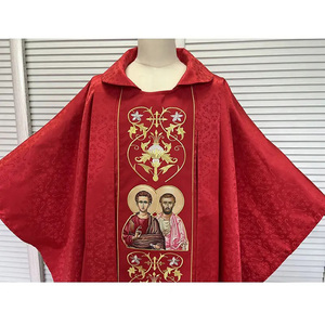 Chasuble rouge pour prêtre catholique avec étole, modèle 2025, sur mesure, haute qualité, nouveau design, broderie - Product Image 3
