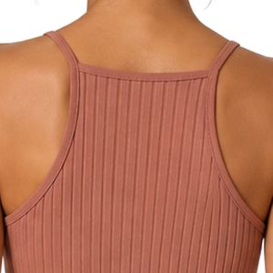 Customized <b>Rose</b> Brown Women Ribbed Knit Crop Tank <b>Top</b> Sleeveless Scoop Neck Stretch Slim Fit Casual Summer Camisole Wholesale - Product Image 6