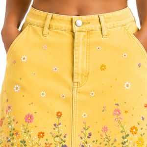 Conjunto de Top Corto y Falda Bordados para Mujer, Color Amarillo, Diseño Floral, Verano, Dos Piezas, Logotipo Personalizado, OEM, Ropa al Por Mayor - Product Image 6