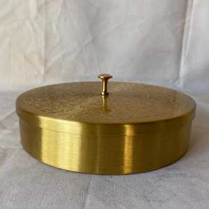 Brass Spice <b>Box</b> with inner compartment | Traditional Kitchenware Round Spice <b>Box</b> Kitchen - Product Image 3
