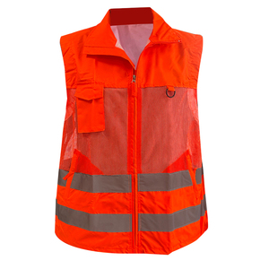 Gilet de sécurité haute visibilité réfléchissant en polyester/coton pour hommes, style veste d'extérieur multi-poches pour l'été - Product Image 3
