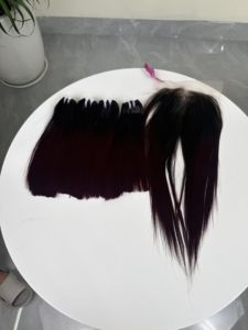 ผมต่อแบบเส้นตรงสีเบอร์กันดีออมเบร  สีแดงไวน์  ผมเวอร์จินแท้จากเวียดนาม  แบบ Double Drawn - Product Image 2