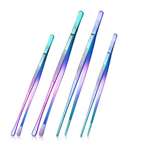 4 pinces fines longues professionnelles arc-en-ciel 12" 10" en acier inoxydable pour cuisine SIGAL MEDCO respirantes - Product Image 1