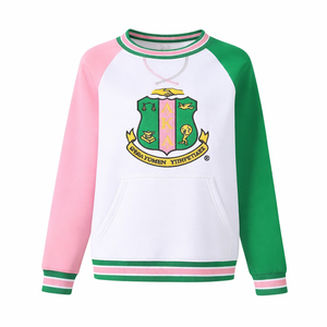 เสื้อสเวตเชิ้ต AKA Crest สีขาว แขนยาว คอวี ปักลายตัวอักษรกรีก แบบยูนิเซ็กซ์ เนื้อผ้าเชนิลล์ พรีเมียม สวมใส่สบาย ทรงลำลอง - Product Image 1