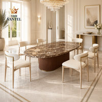 Table à manger en travertin sur mesure Vantel et chaises rembourrées pour projet d'aménagement intérieur de villa de luxe Vente en gros B2B