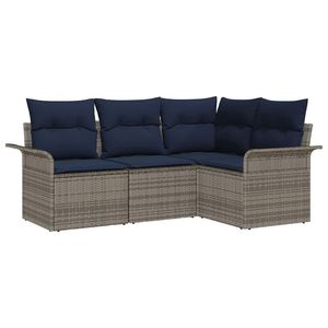 Ensemble de canapés de jardin en polyrotin gris 4 pièces avec coussins, ensembles de jardin élégants - Product Image 2