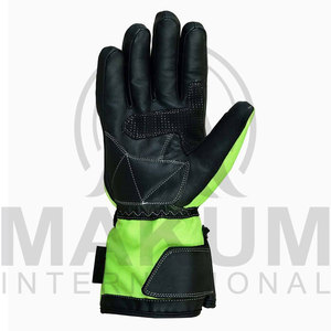 Guantes de Carreras de Cuero Completos, Negros y Verde Lima, con Correa de Muñeca Ajustable, Antideslizantes, Unisex, para Motocross al Aire Libre - Product Image 3