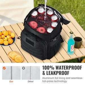 Sac isotherme 25L, design Molle, multi-poches, boîte à lunch souple 600D, sacs de rangement amovibles, pratique pour le bureau et les activités de plein air - Product Image 4