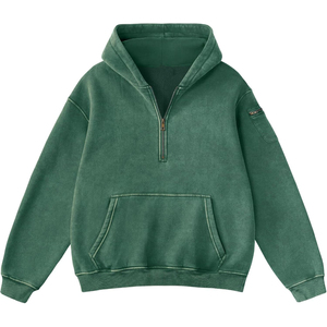 Sweat-shirt polaire demi-zip pour homme, imprimé personnalisé, anti-boulochage, mélange coton/bambou, col montant, coupe classique - Product Image 1