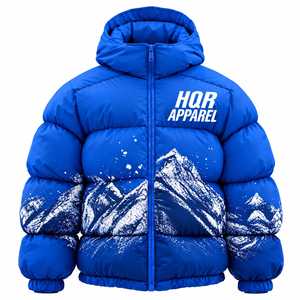 HQR Men's Hooded <b>Puffer</b> <b>Jacket</b> <b>Yellow</b> Black Solid Windproof Winter Streetwear Casual Zipper Front Logo Fleece Lining - Product Image 6