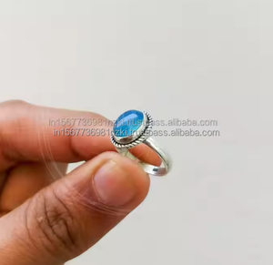 Superventas 925 plata esterlina azul Calcedonia banda anillo hecho a mano diseñador Boho anillo de piedras preciosas para eventos amor y regalo dar - Product Image 6