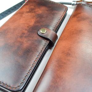 กระเป๋าสตางค์แบบยาวพับสองพับหนังแท้สีน้ำตาลสีน้ำตาลแบบวินเทจกระเป๋าคลัทช์ใส่ธนบัตรสำหรับผู้ชายและผู้หญิงพร้อม LSW-0098เปิดปิด - Product Image 3