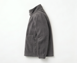 Veste polaire grise pour homme, entièrement zippée, col montant, décontractée, respirante, en polyester tricoté, pour l'automne, coupe classique - Product Image 5