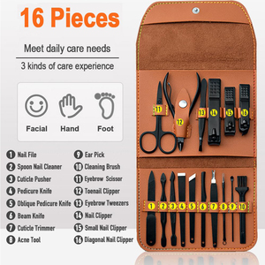 Professional Stainless Steel <b>Manicure</b> <b>Kit</b> with 10-in-1 Nail Clipper Customizable for Home Salon & Travel-Compact Carry Case - Product Image 2