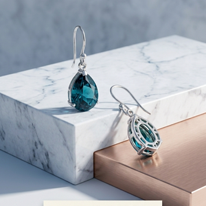 ต่างหูไฮโดรสีน้ำเงินขายดีที่สุด ยาว 6 นิ้ว ประดับเพชร CZ ห้อยระย้า เงินแท้ 925 ชุบทอง 18K ต่างหูแฟชั่นทันสมัย ของขวัญสำหรับเธอ - Product Image 3