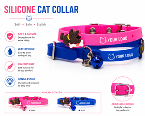 Silicone Cat <b>Collar</b> OEM ODM Custom Logo Waterproof Adjustable Kitten <b>Collar</b> with Bell Direct Manufacturer - Product Image 3