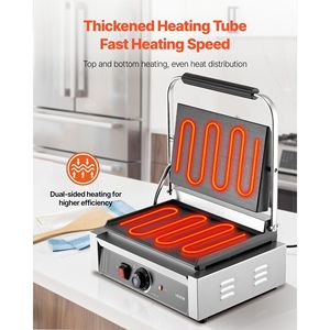 Piastra Elettrica Commerciale per Panini da 1800W in Acciaio Inox con Controllo della Temperatura per la Cottura di Sandwich - Product Image 2