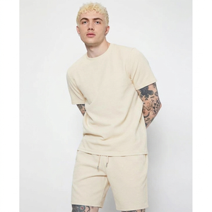 Conjunto de Camiseta y Pantalones Cortos de Verano para Hombre, Estilo Casual, Personalizable, Cuello Redondo, Color Sólido, Talla Grande, Venta al Por Mayor - Product Image 3