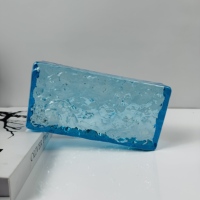 Bloc de verre texturé bleu clair à motif glace, personnalisé en usine, pour cloison de pièce moderne