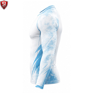 Maillot de compression unisexe à manches longues avec impression par sublimation, col rond, manches intégrales, anti-transpiration, séchage rapide, pour le sport - Product Image 5