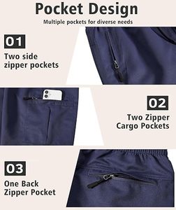 Shorts décontractés pour hommes en polyester tissé extensible, taille mi-haute, avec logo frontal et braguette boutonnée, anti-humidité, pour l'été - Product Image 5