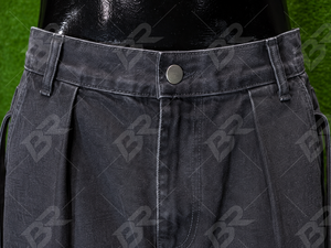 Pantalones vaqueros de mezclilla vintage para hombre, de cintura media, pierna ancha, lavado ácido, plisados, casuales, de ajuste holgado, tejidos, estilo streetwear de verano - Product Image 5