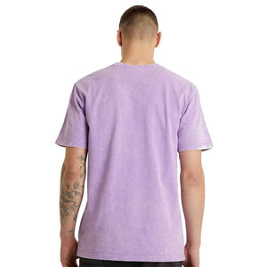เสื้อยืดคอกลมแขนสั้นทรงปกติสำหรับผู้ชาย สีพื้น ผ้าฝ้ายเจอร์ซีย์ถัก 100% สไตล์ลำลอง ล้างสีแบบแอซิดวอช สำหรับขายออนไลน์ - Product Image 6