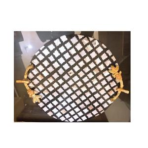 Bandeja organizadora de nácar con 3 piezas de diseño diferente, asa de latón, bandeja redonda de nácar color chocolate - Product Image 6