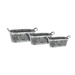 Maceta Metálica Galvanizada Más Vendida con Asas para Decoración de Jardín en Interiores y Exteriores, Macetas Ovaladas para Plantas y Flores - Product Image 1