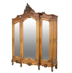 ตู้เสื้อผ้าไม้สไตล์โบราณของจังหวัดฝรั่งเศสตู้เสื้อผ้ากระจกสามประตูวอลนัทบ้านโรงแรมห้องนอนเฟอร์นิเจอร์ยุโรป - Product Image 1