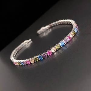 Bracelet tennis en argent multi-pierres, bijoux de naissance, cadeau d'anniversaire pour femme, bijoux élégants - Product Image 6