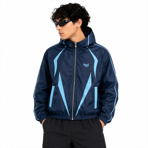 Veste coupe-vent à capuche en nylon imperméable personnalisée OEM Y2K Streetwear pour hommes, légère, zippée, style moderne, marque privée - Product Image 1