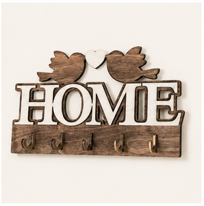 Handcrafted Rustic Wooden <b>Key</b> <b>Hooks</b> For <b>Wall</b> Decor 5 <b>Hook</b> Home Bird Design <b>Key</b> Hanger Decorative Entryway Organizer Keychain - Product Image 5