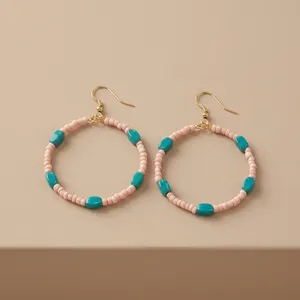 Best Selling Beautiful Colorful <b>Beaded</b> Hoop Earrings for Daily Styling Gift Available at Factory <b>Direct</b> Price wholesale price - Product Image 4