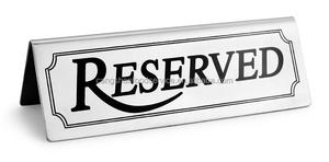 ป้ายเต็นท์ขายส่ง S/S "Reserved" โลหะทนทาน Henry Foodservice ซานตง จีน - Product Image 3