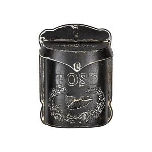 Victorian Distressed Black Metal Mailbox Embossed Bird Wreath <b>Post</b> <b>Wall</b> Mount Outdoor Letter <b>Box</b> Home Garden <b>Wall</b> Decor - Product Image 1