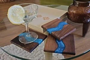 Premium Wooden Resin Coaster Set with Natural Acacia Wood Heat Resistant Eco-Friendly Contemporary Design for Home & Restaurants - Product Image 5