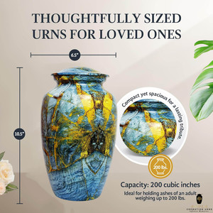 โกศบรรจุอัฐิสำหรับผู้ใหญ่ สีน้ำเงินทอง อลูมิเนียม ทนทาน เป็นมิตรกับสิ่งแวดล้อม น้ำหนักเบา ปรับแต่งได้ สำหรับเก็บอัฐิของมนุษย์ - Product Image 6