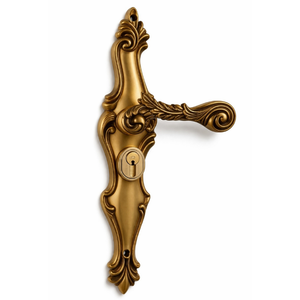 Poignée de porte antique en or de luxe, 12 pouces |   Poignée de levier Aurea Curva Rococo à motif en spirale |   Matériel de quincaillerie haut de gamme pour porte d'entrée - Product Image 1