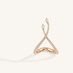 Rose <b>Gold</b> Diamond <b>Cocktail</b> <b>Ring</b> Marquise Cut Plant Inspired Women's Luxury Fine Jewelry - Product Image 1