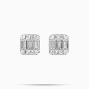925 Sterling Silver Baguette Moissanite Stud <b>Earrings</b> VVS1 D Color <b>Square</b> Diamond <b>Earrings</b> for Women - Product Image 1