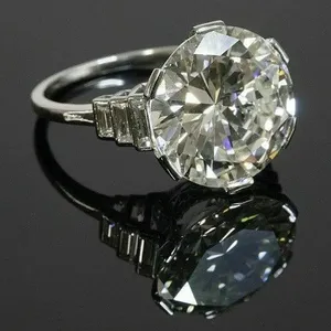 Vintage Moissanite <b>Solitaire</b> Engagement <b>Ring</b> 925 Sterling <b>Silver</b> White Gold Plated Prong Setting D Color VVS1 3 Carat Cut <b>Ring</b> - Product Image 4