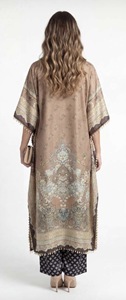 Robe longue en soie et plumes pour femmes, kaftan maxi élégant, coupe ample, robe fluide pour l'été, l'hiver, l'automne, le printemps, toutes saisons - Product Image 3