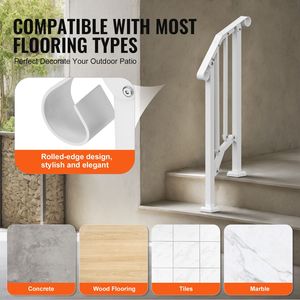 Kit Corrimano per Scale a 1-2 Gradini in Acciaio al Carbonio, Dispositivo di Assistenza per Esterni, Facile Installazione - Product Image 2