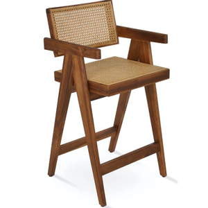 Contemporary Outdoor Bar <b>Chair</b> Set Furniture <b>Stackable</b> Teak Stool for Restaurant Patio and Cafe Furniture - Product Image 4