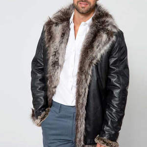 Chaqueta de Invierno para Hombre, de Cuero y Lona, Cuello Alto, Diseño Personalizado, Impermeable, Ecológica, Máxima Comodidad - Product Image 3