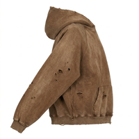Sweat à capuche unisexe personnalisé, délavé à l'acide, effet soleil, en tissu épais, brodé, uni, coupe oversize, vieilli et délavé au soleil
